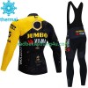 Set Langarmtrikot + Trägerhose Lange Winter Thermal Fleece Jumbo Visma Tdf Velodrome 2023